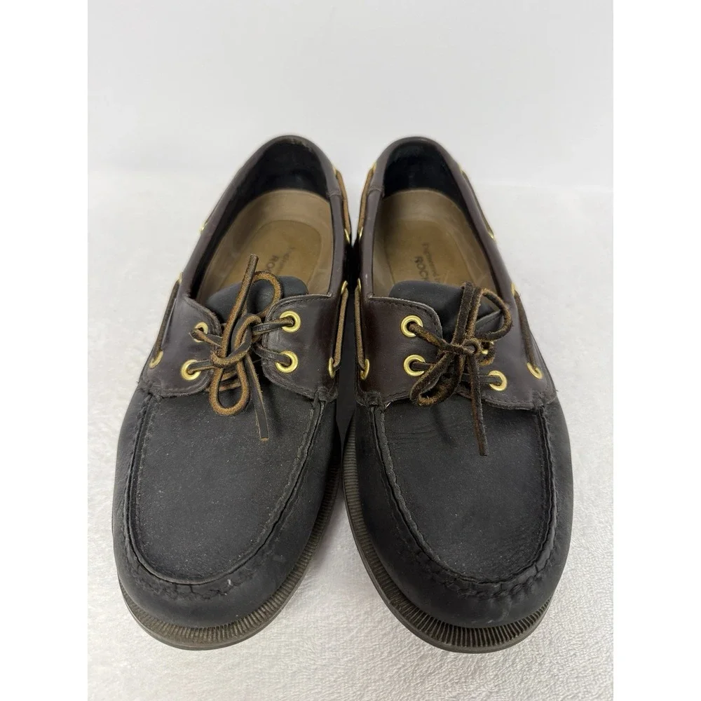 Rockport Brown Leather Boat‎ Shoes Lace-Up Moc Toe Comfort Men's 8.5 W